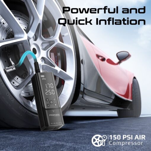 PROMATE POWERPUMP 150PSI Portable Air Compressor Power Bank with LED - Image 2