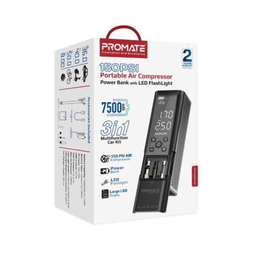 PROMATE POWERPUMP 150PSI Portable Air Compressor Power Bank with LED - Image 7