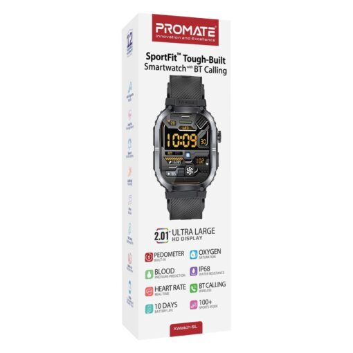 PROMATE XWATCH-SL.BLK Smart Watch with 2.01 Inch TFT Display and Bluetooth Calling - Image 7