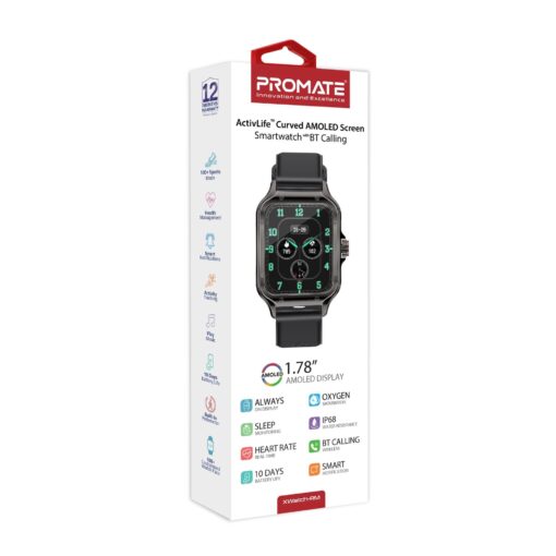 PROMATE XWATCH-RM.BLK Smart Watch with 1.78 Inch Curved AMOLED Display - Image 9