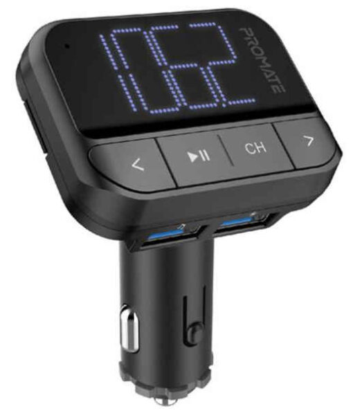 PROMATE Wireless In-Car FM Transmitter with Dual USB-A Ports on sale