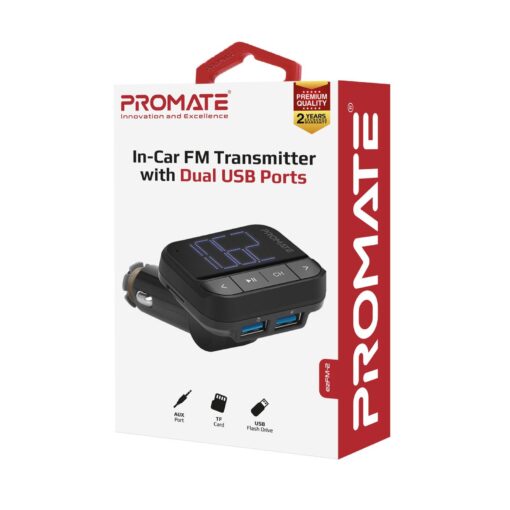 PROMATE Wireless In-Car FM Transmitter with Dual USB-A Ports - Image 7
