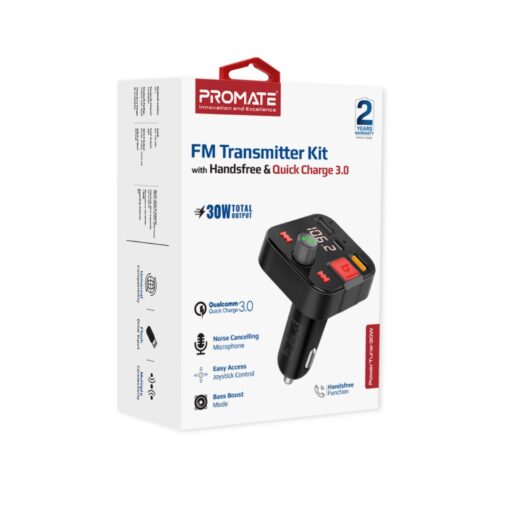PROMATE Wireless In-Car FM Transmitter With USB-C & USB-A on sale