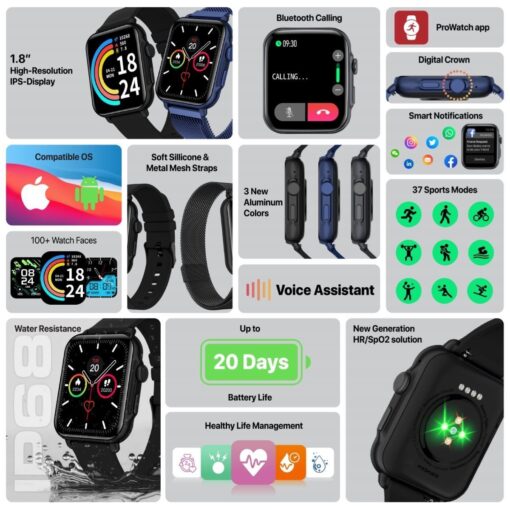 PROMATE PROWATCH-B18.BLK Smart Watch with Handsfree - Image 5