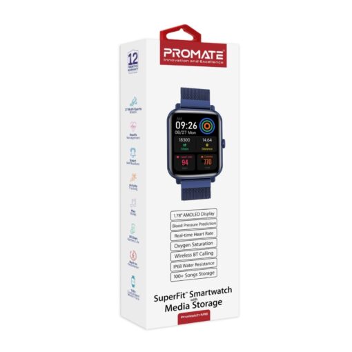 PROMATE PROWATCH-M18.BLU Smart Watch With Fitness Tracker and Media Storage - Image 7