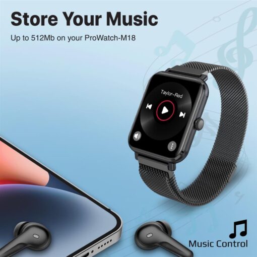 PROMATE PROWATCH-M18.GRT Smart Watch With Fitness Tracker and Media Storage - Image 3