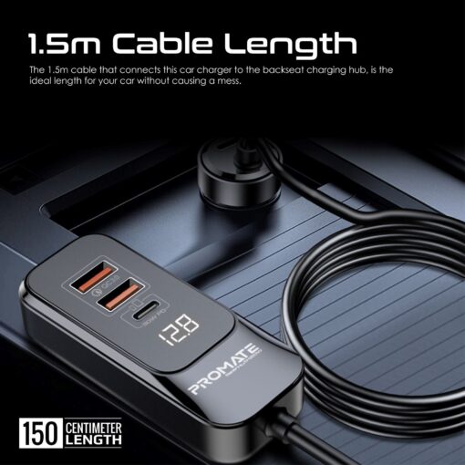 PROMATE GEARHUB-120W In-Car Device Charging Hub - Image 3