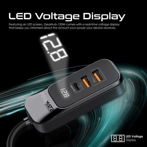 PROMATE GEARHUB-120W In-Car Device Charging Hub - Image 5