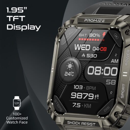 PROMATE XWATCH-S19.BLK Shock-Resist Smart Watch - Image 4
