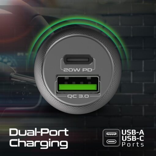 PROMATE 20W Dual Port In-Car Phone Charger with QC3.0 and USB-C Ports - Image 4