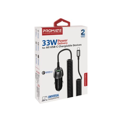 PROMATE 33W In-Car Phone Charger with USB-C Cable - Image 5