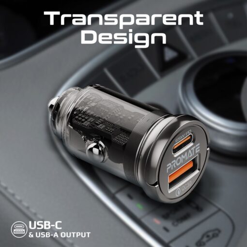 PROMATE 65W Quick Charging In-Car Adapter for Tablets and Smartphones - Image 2
