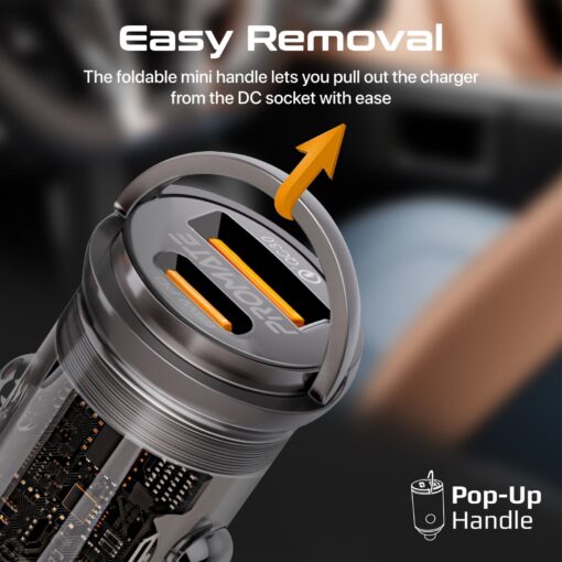 PROMATE 65W Quick Charging In-Car Adapter for Tablets and Smartphones - Image 6