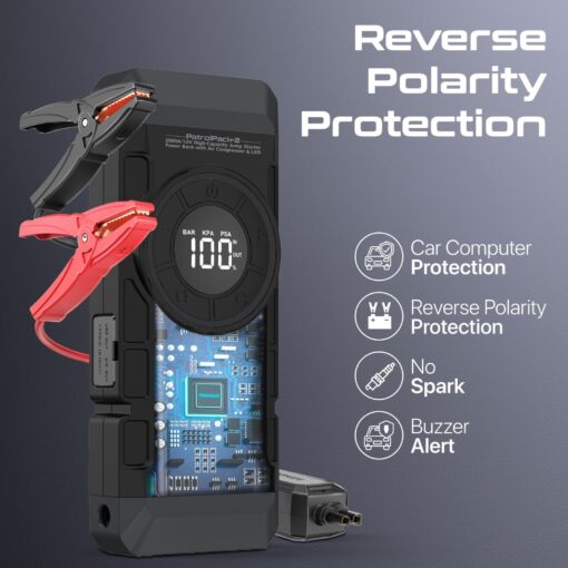 PROMATE PATROLPACK-2 4in1 2000A/12V Heavy Duty Car Jump Starter and Air Compressor - Image 8