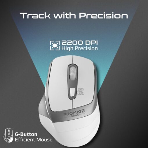 PROMATE SAMIT.WHT Ergonomic Silent Click Wireless Mouse - Image 3