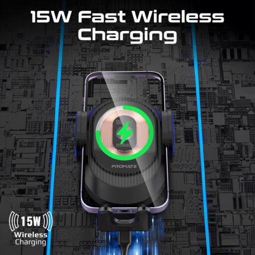 PROMATE POWERMOUNT-2 15W Transparent Auto Clamping Wireless In-Car Charger - Image 3