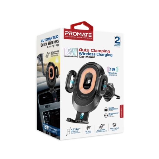 PROMATE POWERMOUNT-2 15W Transparent Auto Clamping Wireless In-Car Charger - Image 8