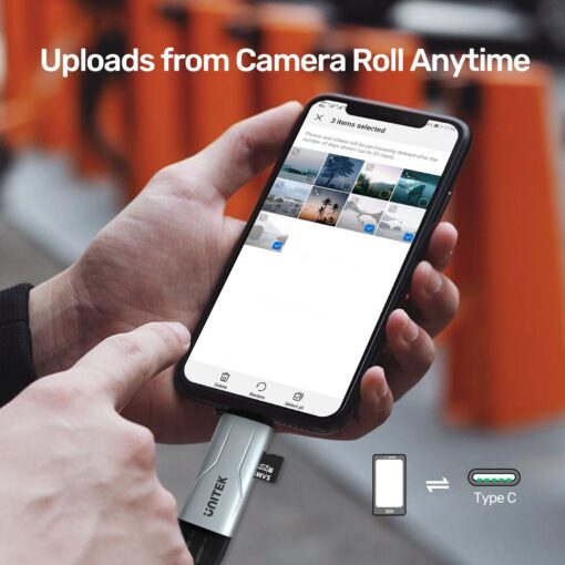UNITEK R1010A 2-in-1 SD 3.0 Card Reader with Dual USB-A and USB-C Connectors - Image 2