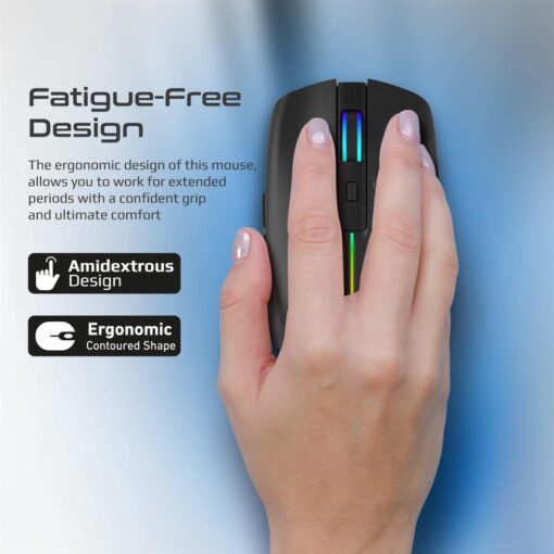 PROMATE KITT.BLK Ergonomic Wireless Optical Mouse with LED Rainbow Lights - Image 2