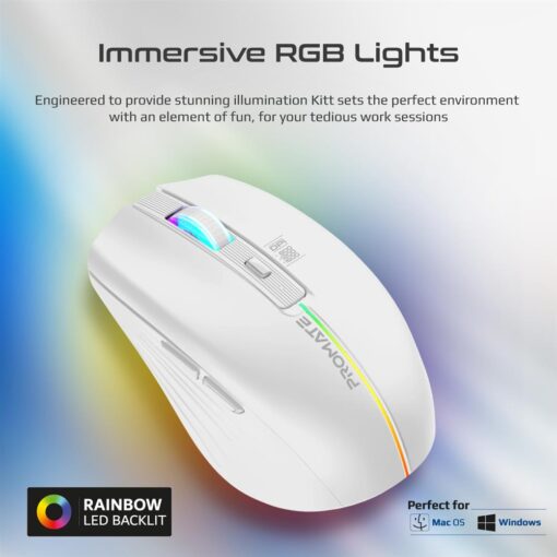 PROMATE KITT.WHT Ergonomic Wireless Optical Mouse with LED Rainbow Lights - Image 5