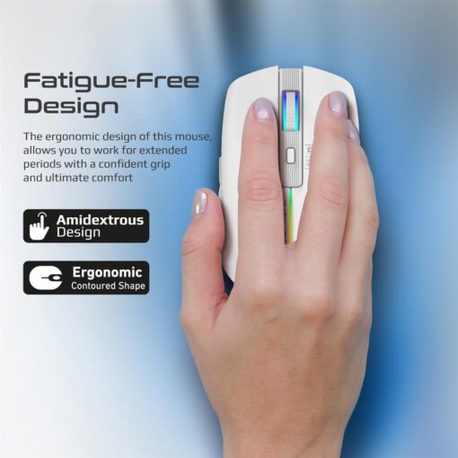 PROMATE KITT.WHT Ergonomic Wireless Optical Mouse with LED Rainbow Lights - Image 6