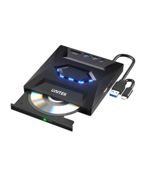 UNITEK T1037A 5-in-1 External Optical Drive with USB Hubs on sale