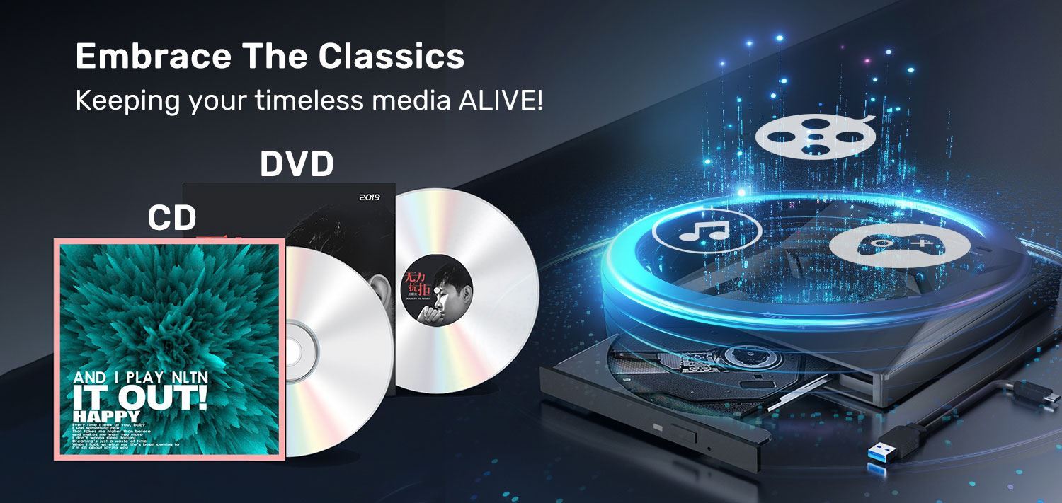 UNITEK T1037A 5-in-1 External Optical Drive with USB Hub - Image 2