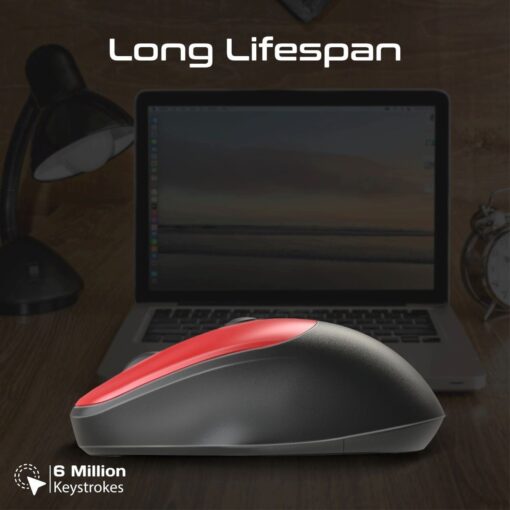 PROMATE UNIGLIDE.RED EZGrip Ambidextrous Ergonomic Wireless Mouse, Red - Image 4