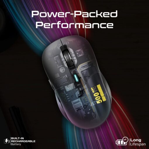 PROMATE SAMO.BLK Rechargeable Wireless Mouse with Bluetooth and RF, Black - Image 3