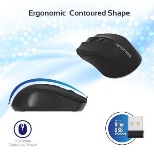 PROMATE CLIX-8.BLK Ergonomic Wireless Mouse - Image 5