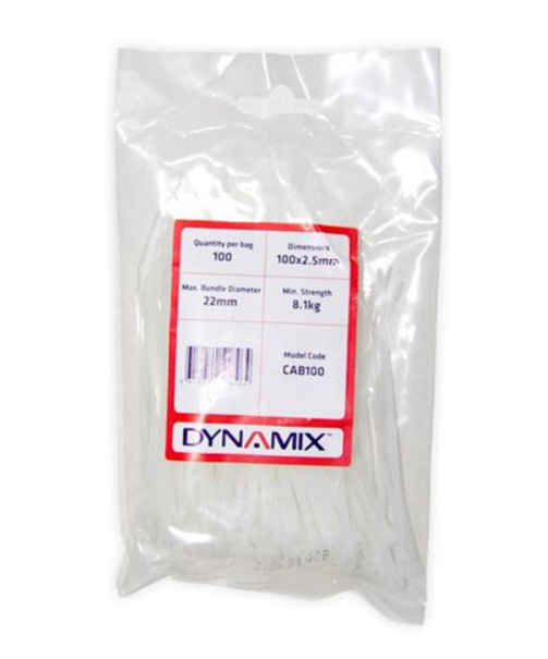 DYNAMIX CAB100 100mm x 2.5mm Cable Ties, Pack of 100 on sale